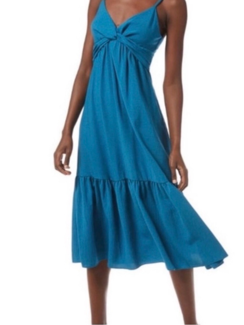 NWT Banana Republic V-Neck Twist Front Midi Dress Teal Size 14